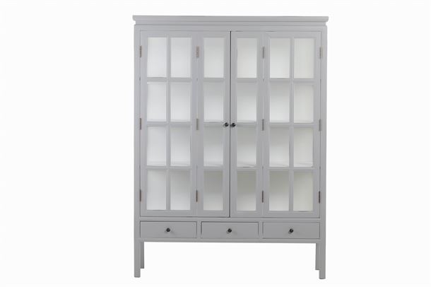Vitrineskab  175x130x45cm Gråt antikmalet